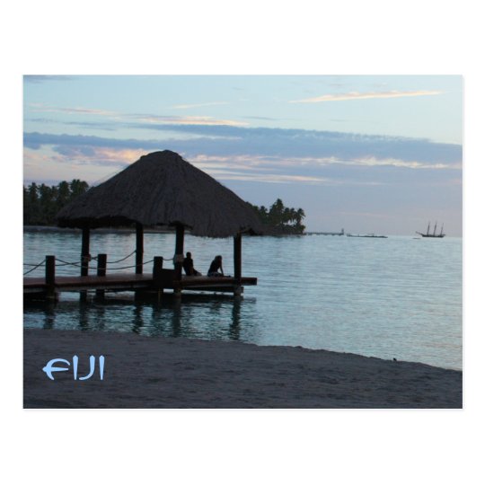 Tropical Fiji Thatched Roof Gazebo Postcard