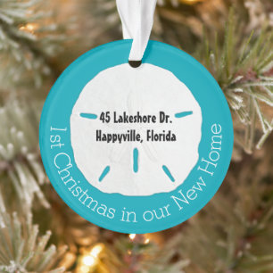Tropical First Christmas New Home Sand Dollar Ornament