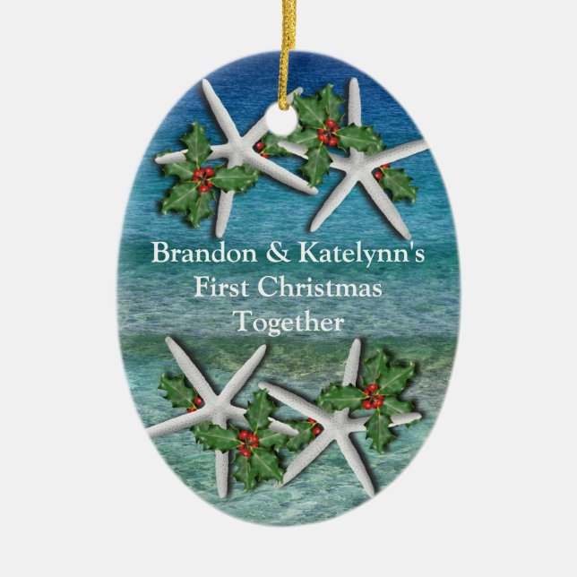 Tropical First Christmas Personalised Ornament (Front)