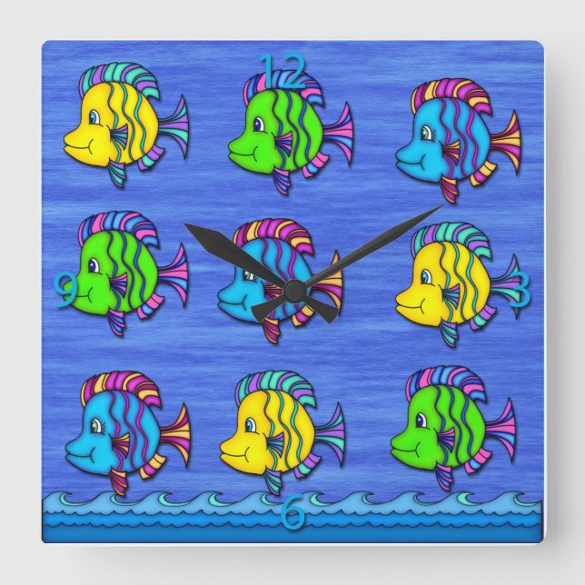 Tropical Fish 1 Square Wall Clock (Front)