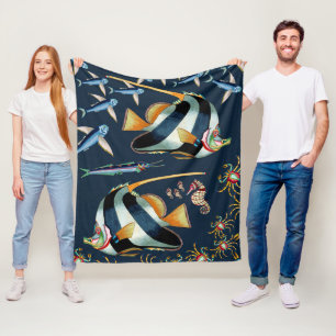 Tropical Fish and Crabs Fleece Blanket 2
