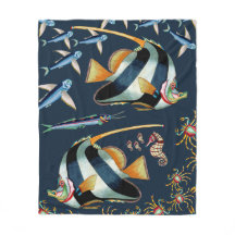 Tropical Fish and Crabs Fleece Blanket 2