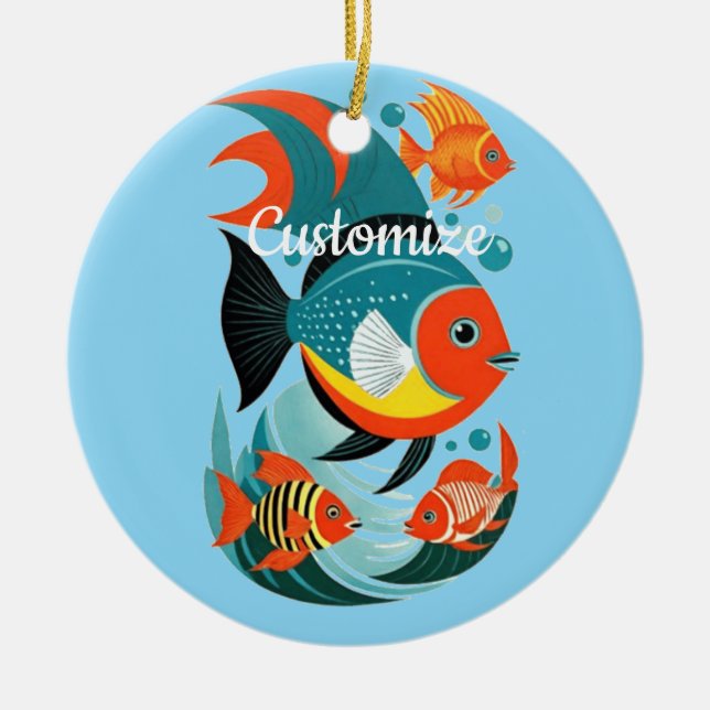 Tropical Fish Assortment Thunder_Cove Ceramic Tree Decoration (Front)