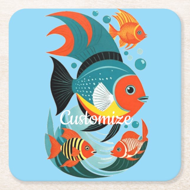 Tropical Fish Assortment Thunder_Cove Square Paper Coaster (Front)