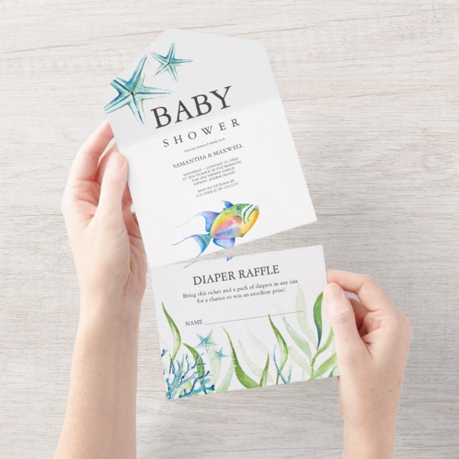 Tropical Fish Baby Shower All in One Invitation (Tearaway)