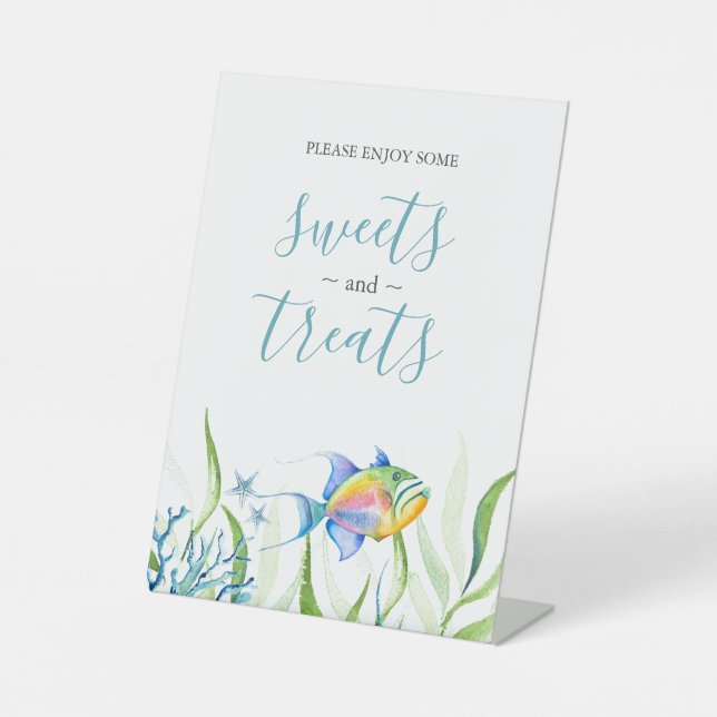 Tropical Fish Baby Shower Dessert Tabletop Sign (Front)