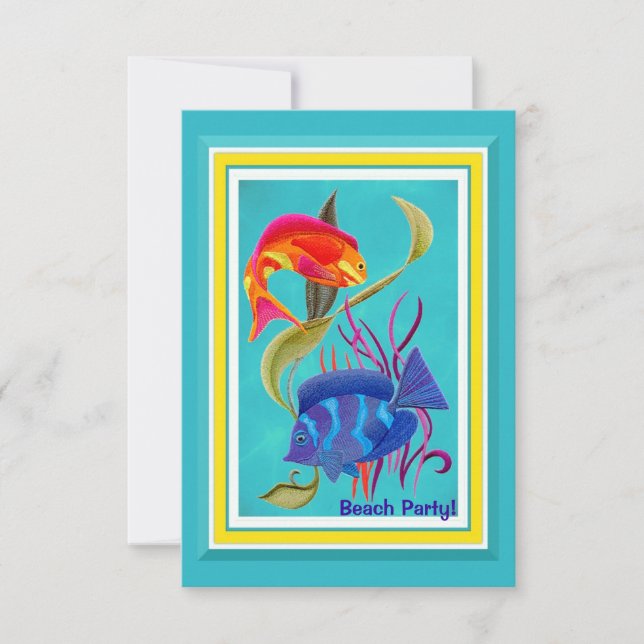 Tropical Fish Beach Party Customisable Event Invitation (Front)