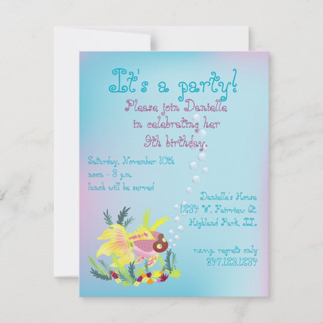 Tropical Fish Child's Birthday Party Invitation (Front)