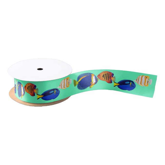 Tropical Fish Coastal Ocean Sea Life Satin Ribbon (Spool)