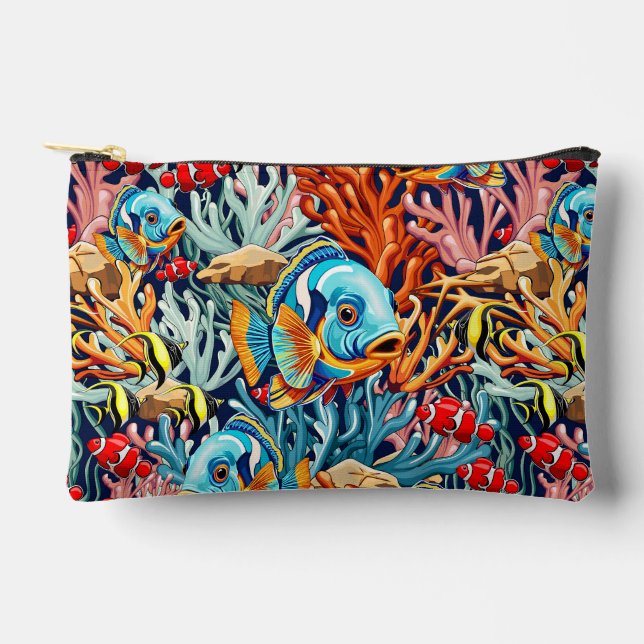 Tropical Fish Colorful Summer Vibes Accessory Pouch (Front)