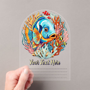 Tropical Fish Colorful Summer Vibes Acrylic Invitations
