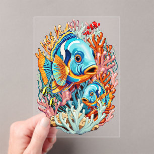 Tropical Fish Colorful Summer Vibes Acrylic Invitations