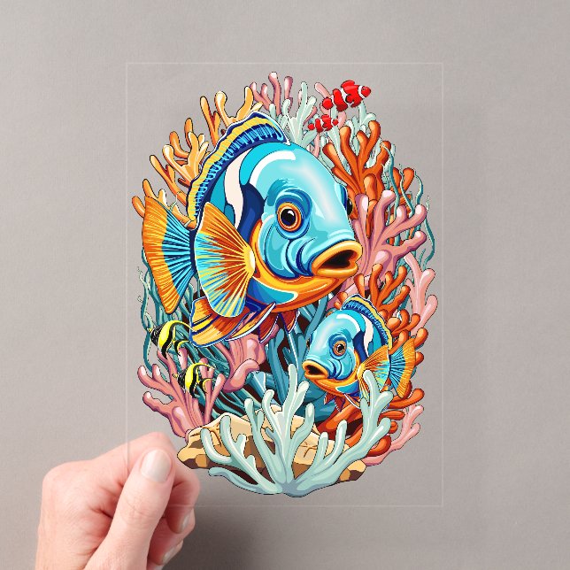 Tropical Fish Colorful Summer Vibes Acrylic Invitations (Insitu (Handheld))