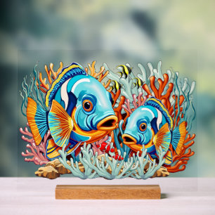 Tropical Fish Colorful Summer Vibes Acrylic Sign