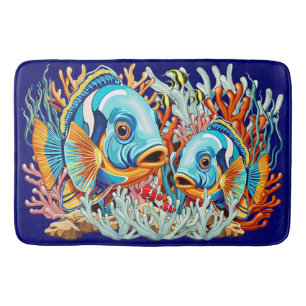 Tropical Fish Colorful Summer Vibes Bath Mat