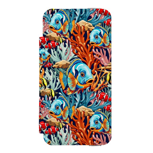 Tropical Fish Colorful Summer Vibes Incipio iPhone Wallet Case (Folio Front)