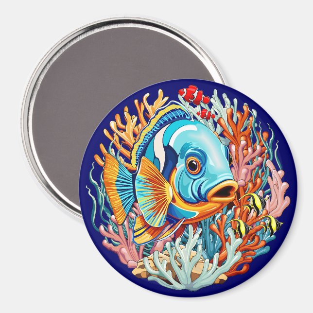 Tropical Fish Colorful Summer Vibes Magnet (Front/Back)