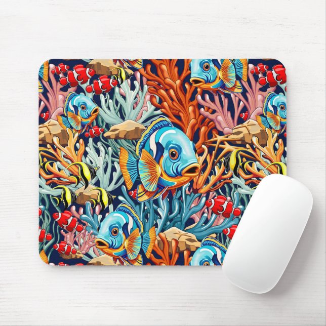 Tropical Fish Colorful Summer Vibes Mouse Mat (With Mouse)