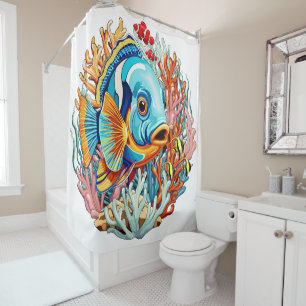 Tropical Fish Colorful Summer Vibes Shower Curtain