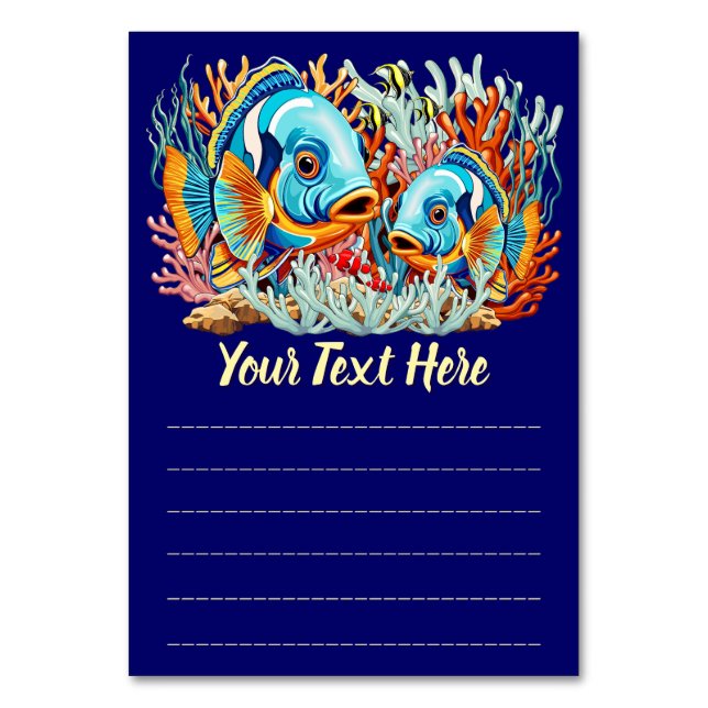 Tropical Fish Colorful Summer Vibes Table Number (Front)