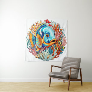 Tropical Fish Colorful Summer Vibes Tapestry