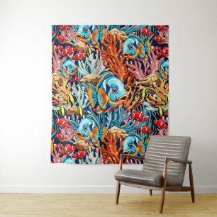 Tropical Fish Colorful Summer Vibes Tapestry