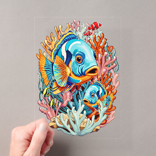 Tropical Fish Colourful Summer Vibes Acrylic Invitations