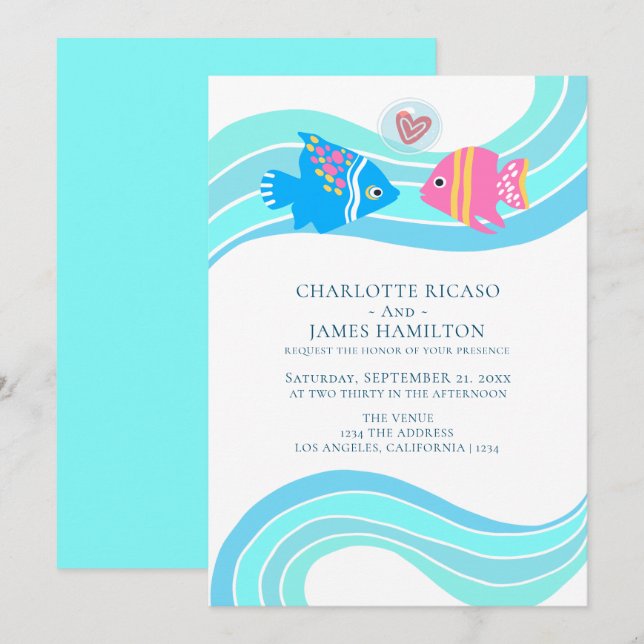 Tropical Fish Couple Wedding Invitation (Front/Back)