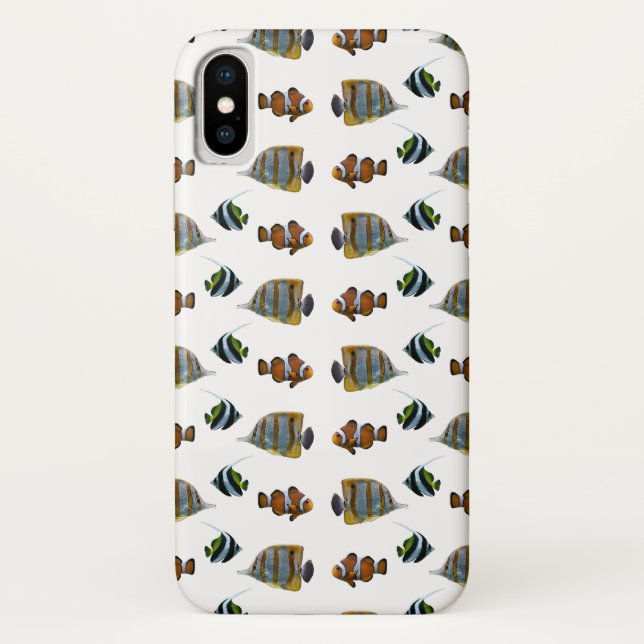 Tropical Fish Frenzy iPhone X Case (choose colour) (Back)