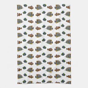 Tropical Fish Frenzy Kitchen Towel (choose colour)