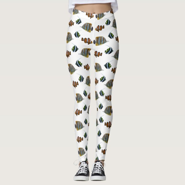 Tropical Fish Frenzy Leggings (choose colour) (Front)