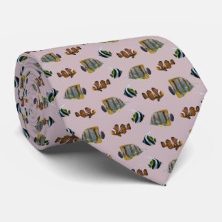 Tropical Fish Frenzy Tie Double Sided (Dusty Pink)