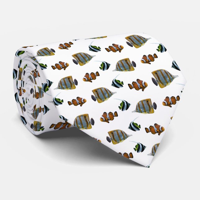 Tropical Fish Frenzy Tie Double Sided Print (Rolled)