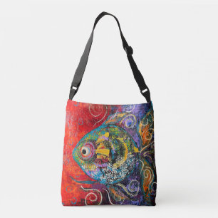 Tropical Fish in purples and reds Crossbody Bag