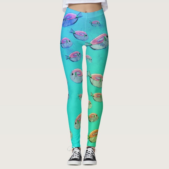 Tropical Fish in Sea art Summer Leggings (Front)