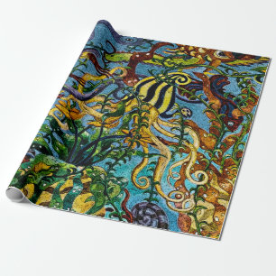 Tropical Fish in the Ocean Abstract Art Wrapping Paper