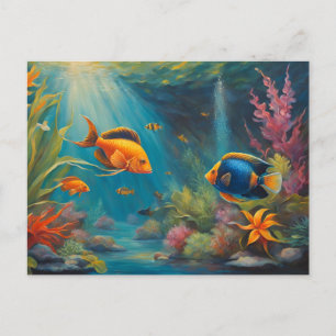 Tropical Fish in the Ocean with Coral and Seaweed Postcard