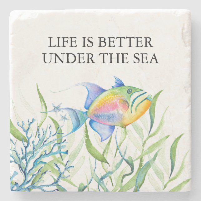 Tropical Fish Linonfish Favours Stone Coaster (Front)