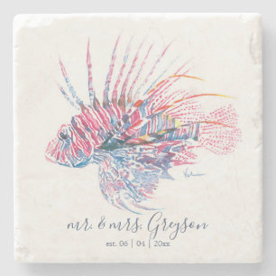 Tropical Fish Linonfish Wedding Favours Stone Coaster
