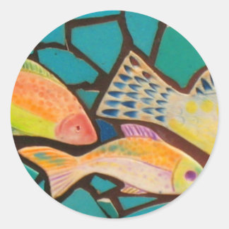 Tropical Fish Mosaic Classic Round Sticker