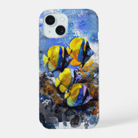 Tropical fish on a blue and orange reef Phone Case