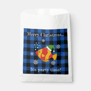 Tropical Fish on Blue Buffalo Pattern   Add Text Favour Bags