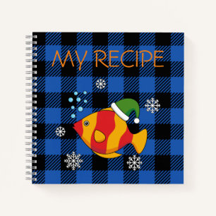 Tropical Fish on Blue Buffalo Pattern   Add Text Notebook