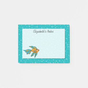 Tropical Fish Orange and Blue Personalised Post-it Notes