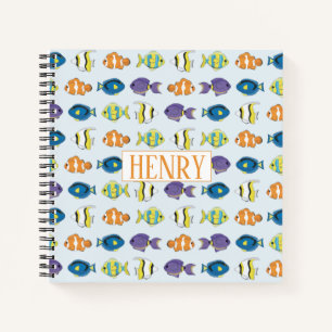 Tropical Fish Pattern 8.5" x 8.5" Spiral Notebook