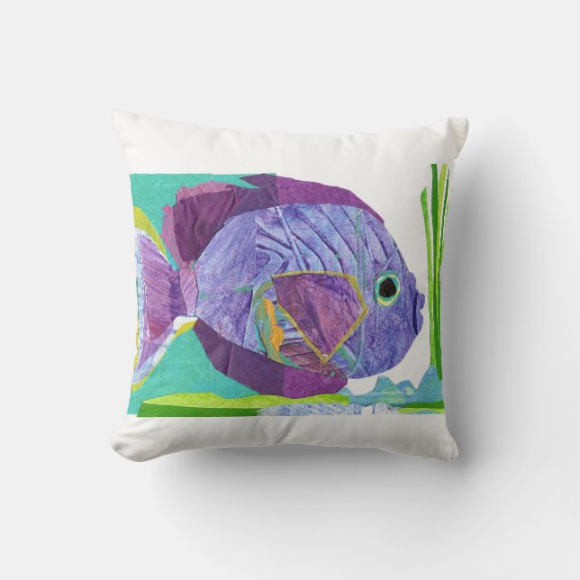 Tropical Fish Pillow - Light Purple (Front)