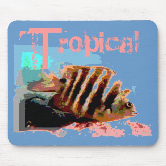 Tropical Fish Pink Blue Mouse Mat (Front)
