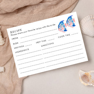 Tropical Fish Recipe Card For Bride Bridal Shower