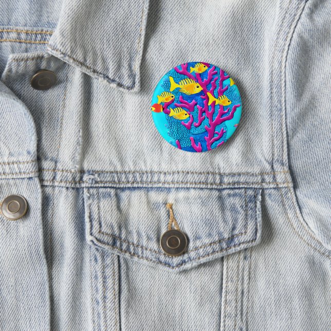 Tropical Fish Seamless Pattern 6 Cm Round Badge (In Situ)