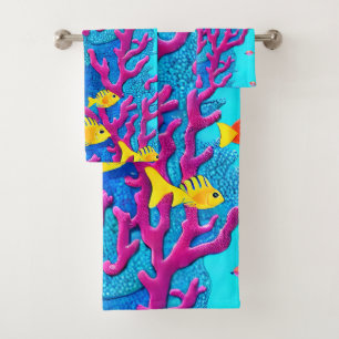 Tropical Fish Seamless Pattern Bath Towel Set